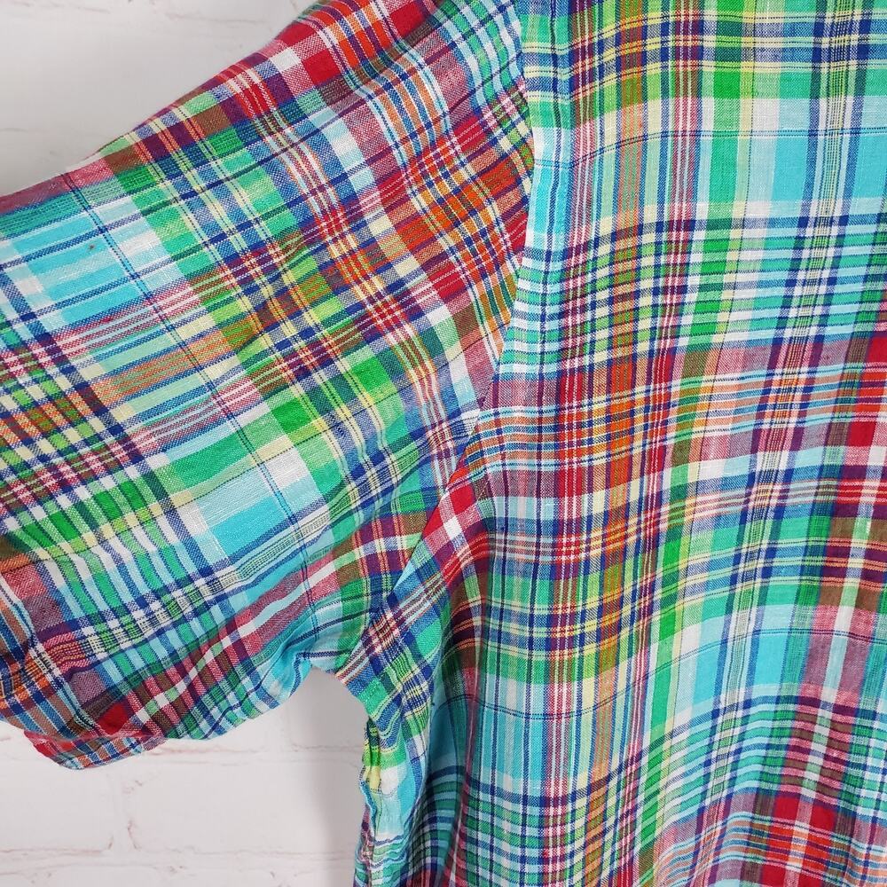Ralph Lauren 100% Linen Shirt Mens XL Plaid Short Sleeve Button Down Multi Color - Picture 5 of 11